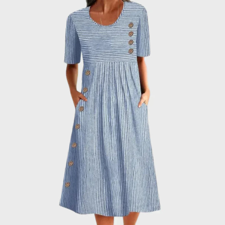 Céline | Robe d'Été en Coton Rayé