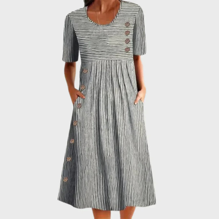 Céline | Robe d'Été en Coton Rayé