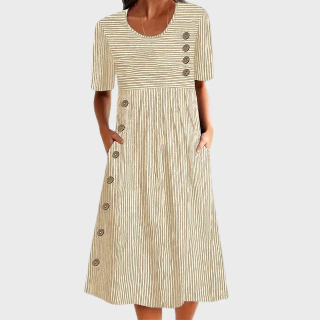Céline | Robe d'Été en Coton Rayé