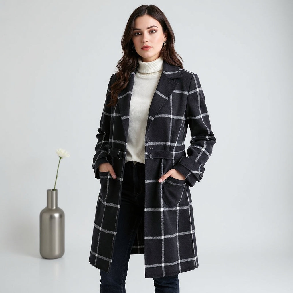 Valeria | Manteau élégant à carreaux en laine