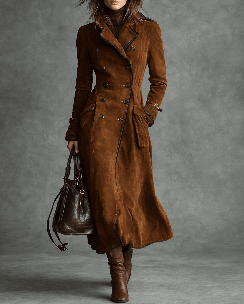 Nathalie™ - Trench en cuir suédé