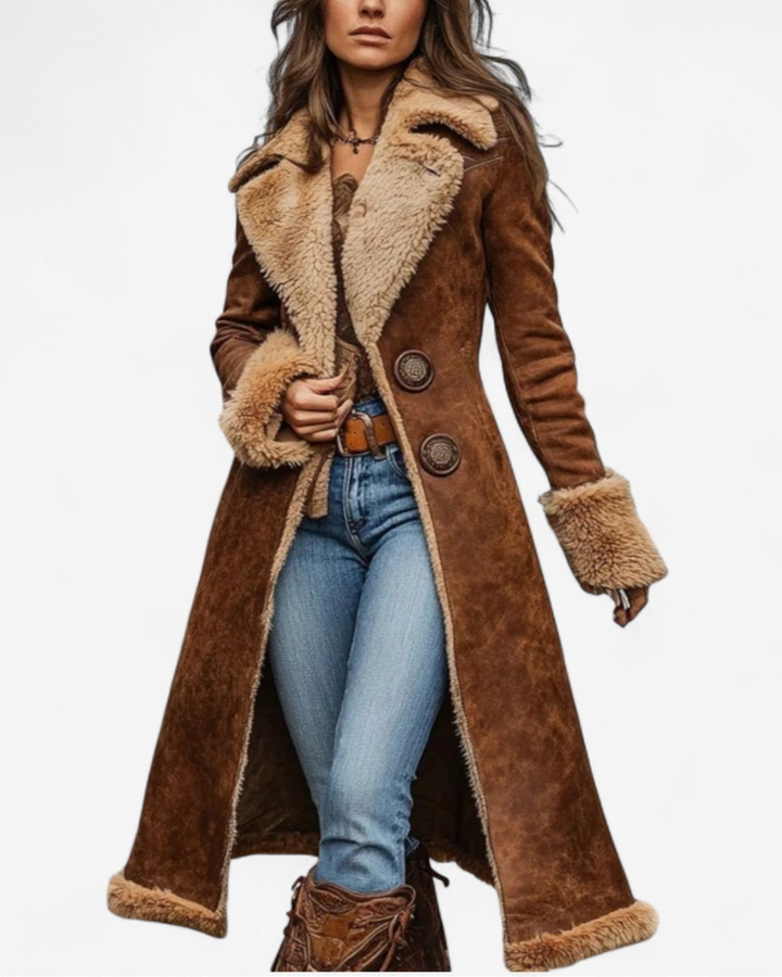 Nina I Manteau d'inspiration vintage avec fausse fourrure
