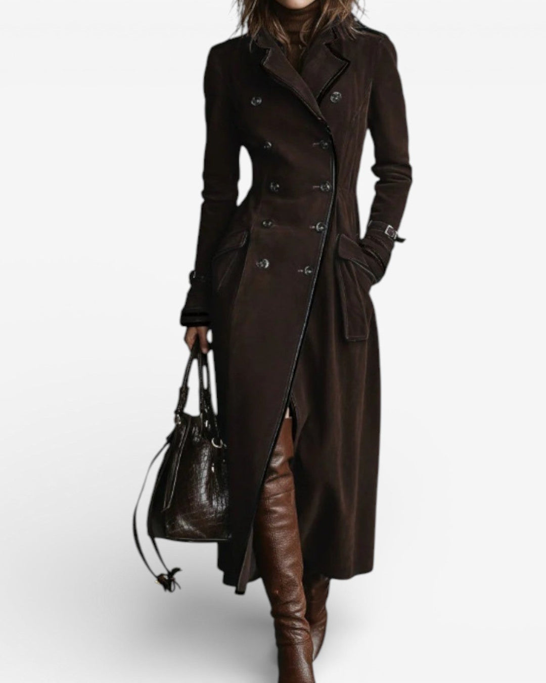 Nathalie™ - Trench en cuir suédé