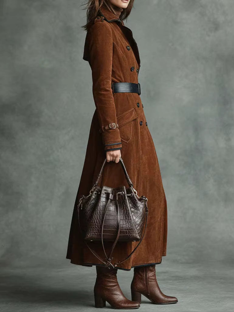 Nathalie™ - Trench en cuir suédé