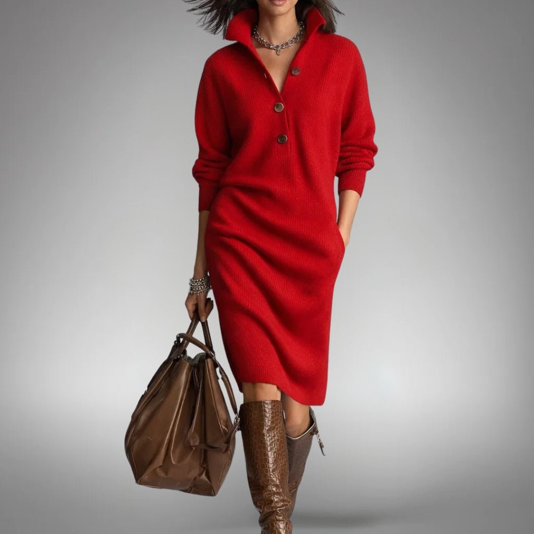 Constance | Robe douce en maille boutonnée