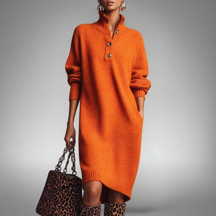 Constance | Robe douce en maille boutonnée