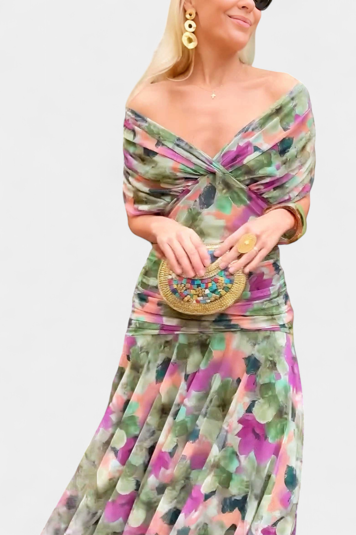 Alondra™ | Robe Longue Florale avec Décolleté en V