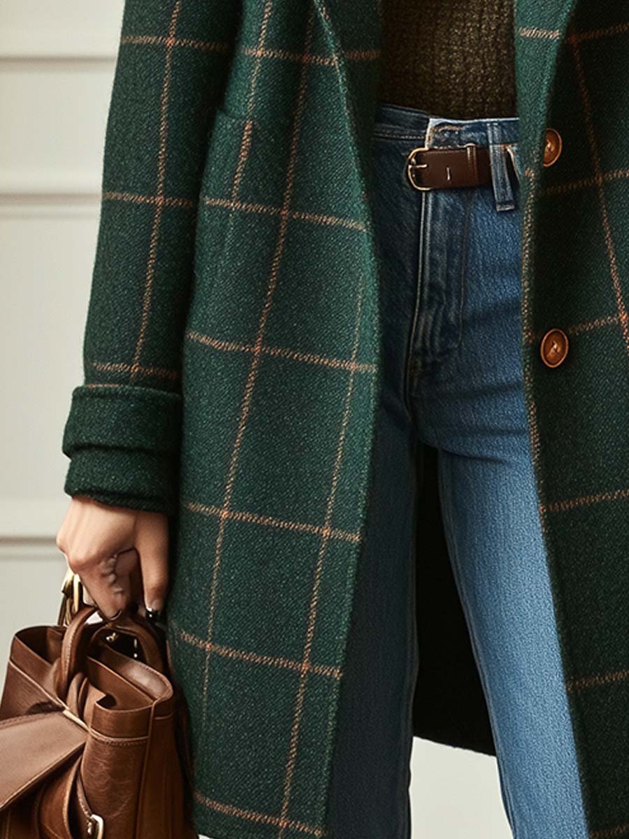Valeria | Manteau élégant à carreaux en laine