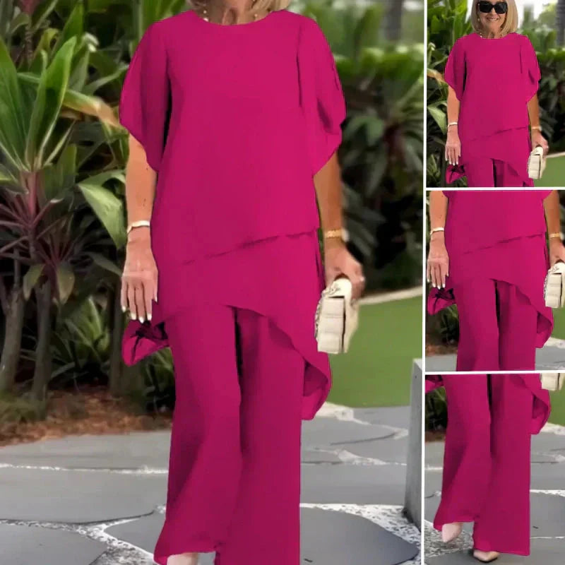 Herlene | Ensemble Chic Top et Pantalon Irrégulier
