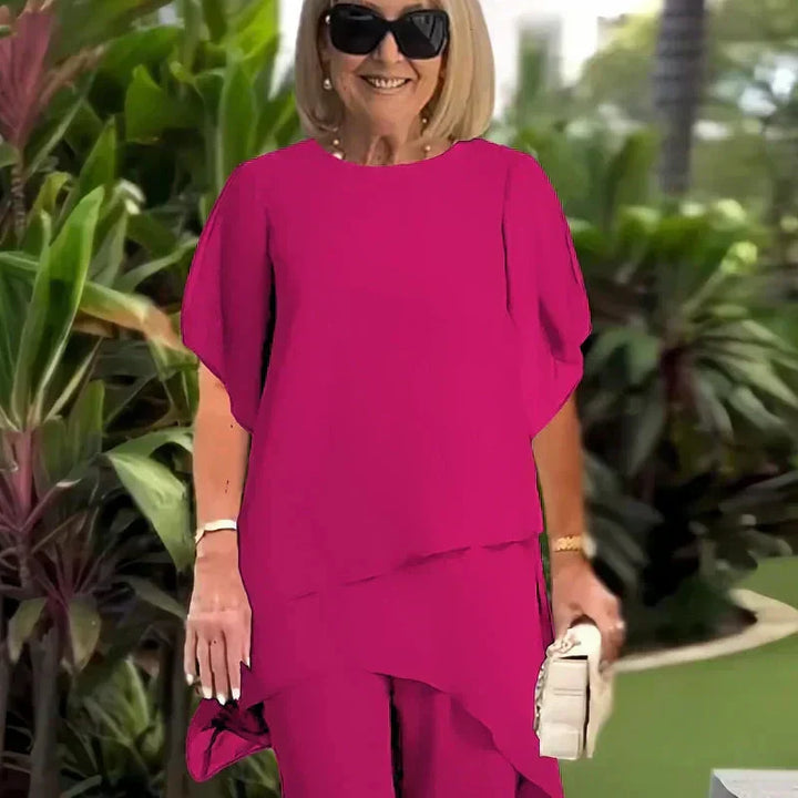 Herlene | Ensemble Chic Top et Pantalon Irrégulier