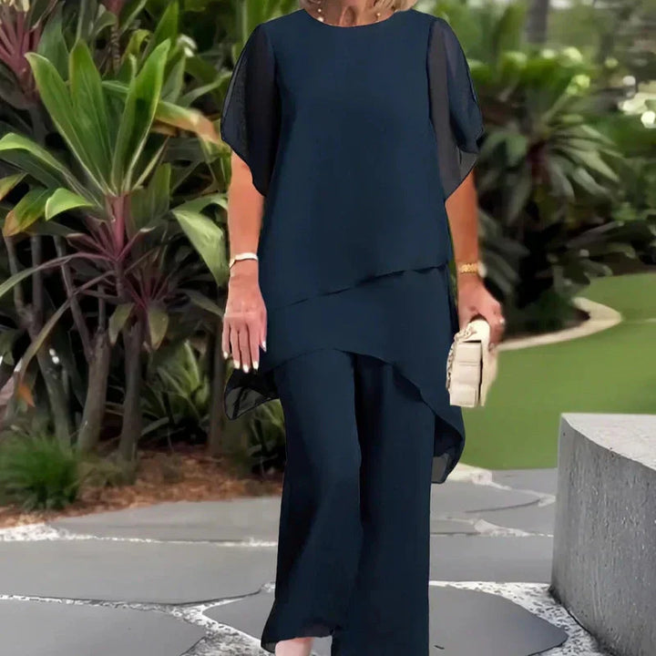 Herlene | Ensemble Chic Top et Pantalon Irrégulier