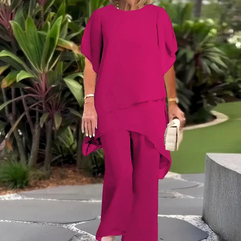 Herlene | Ensemble Chic Top et Pantalon Irrégulier