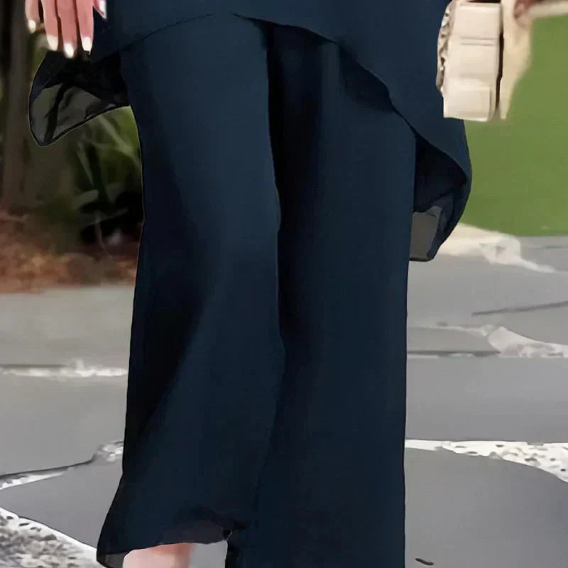 Herlene | Ensemble Chic Top et Pantalon Irrégulier